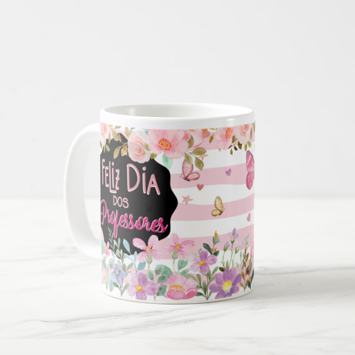 Caneca Feliz Dia Dos Professores Feminina Floral