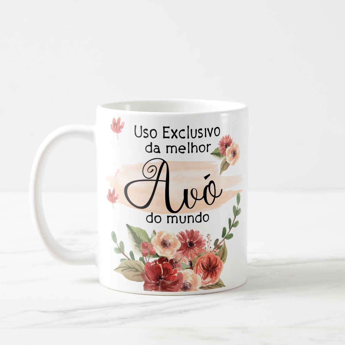 Caneca Personalizada Exclusiva p/ Melhor Avô do Mundo Floral - Família (Avó/Avô)
