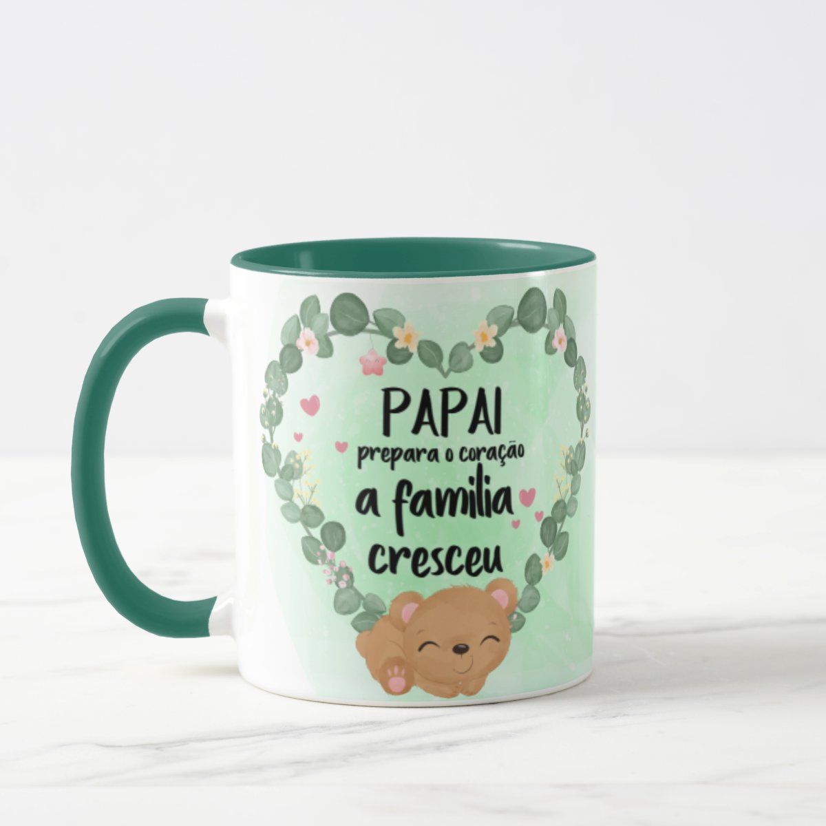 Caneca Personalizada Papai Prepara o Coração Familia Cresceu