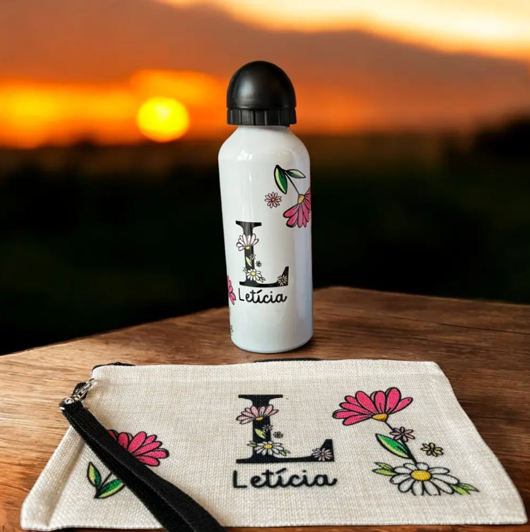 Kit Squeeze Aluminio 500ml + Necessaire Presente Personalizado