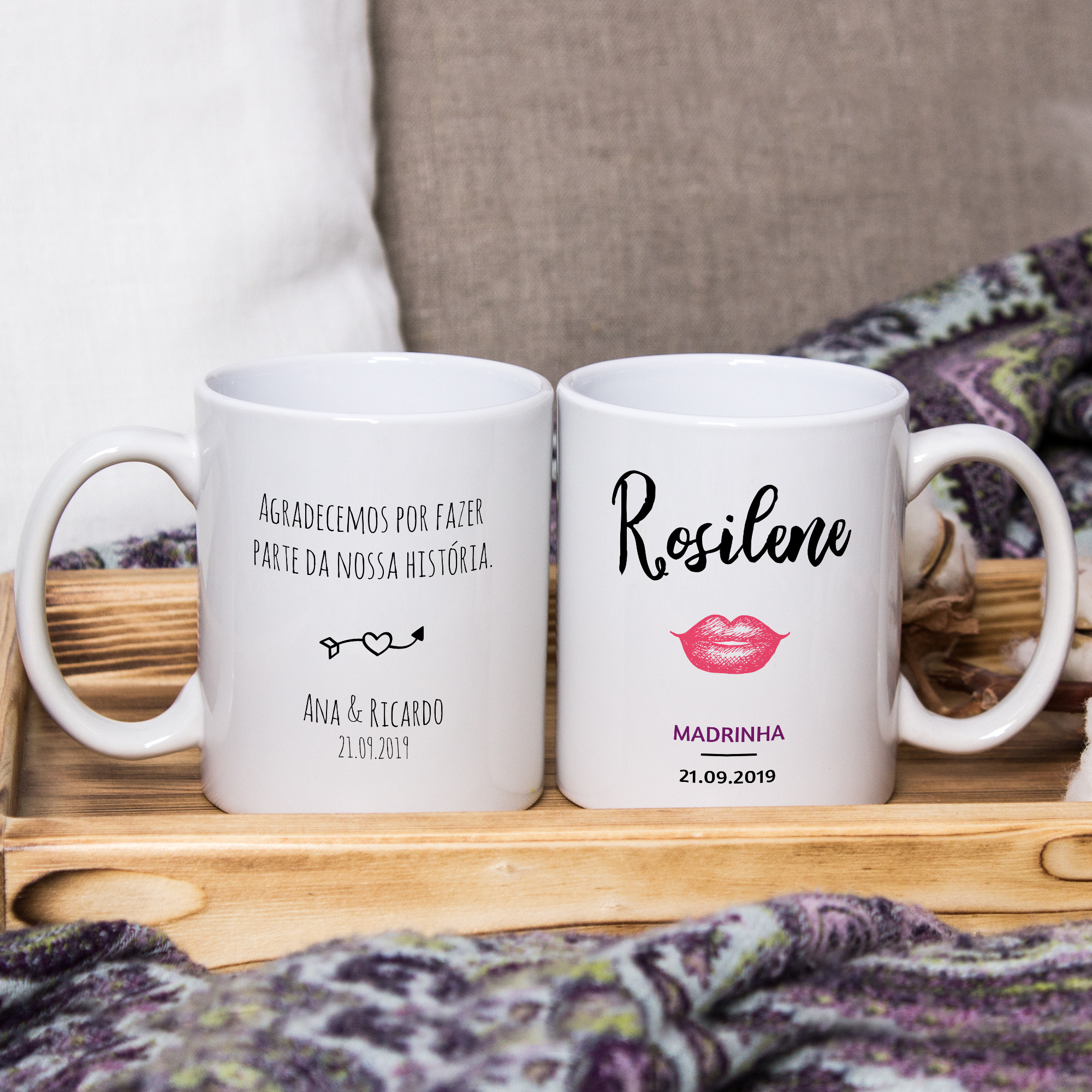Kit 2 Canecas Personalizadas Lembrança Casamento Padrinhos