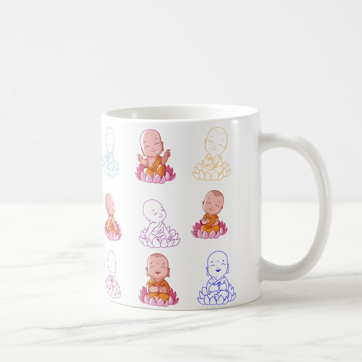 Caneca Personalizada Budista com Budinhas com Nome e Avatar