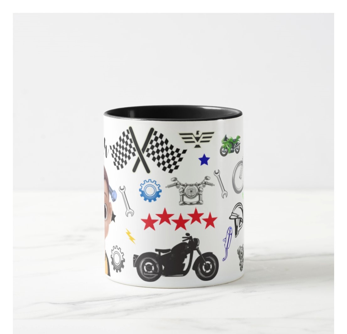 Caneca Motociclista Personalizada Avatar Moto Nome Presente Profissões 🏍️