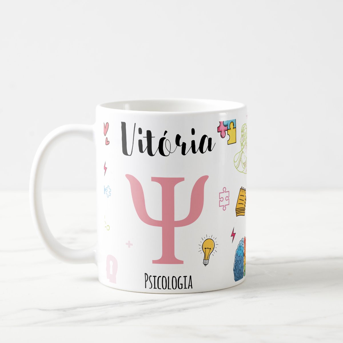 Caneca Personalizada Psicologia Presente Psicóloga com Nome - Profissões (Psicólogo(a))