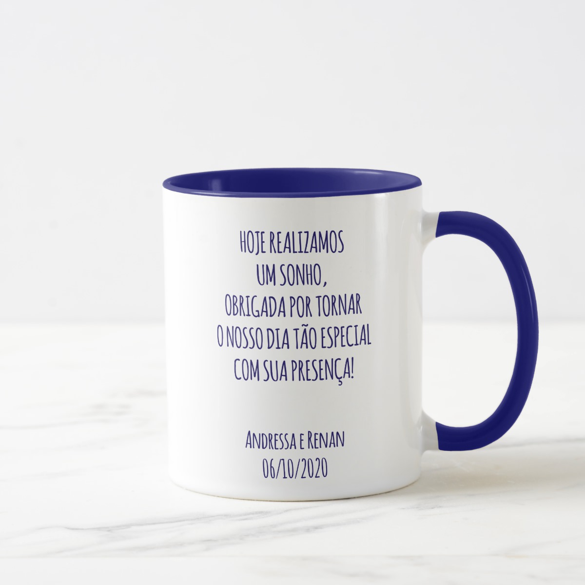 Caneca Lembrança Mãe do Noivo Recordação Casamento Azul