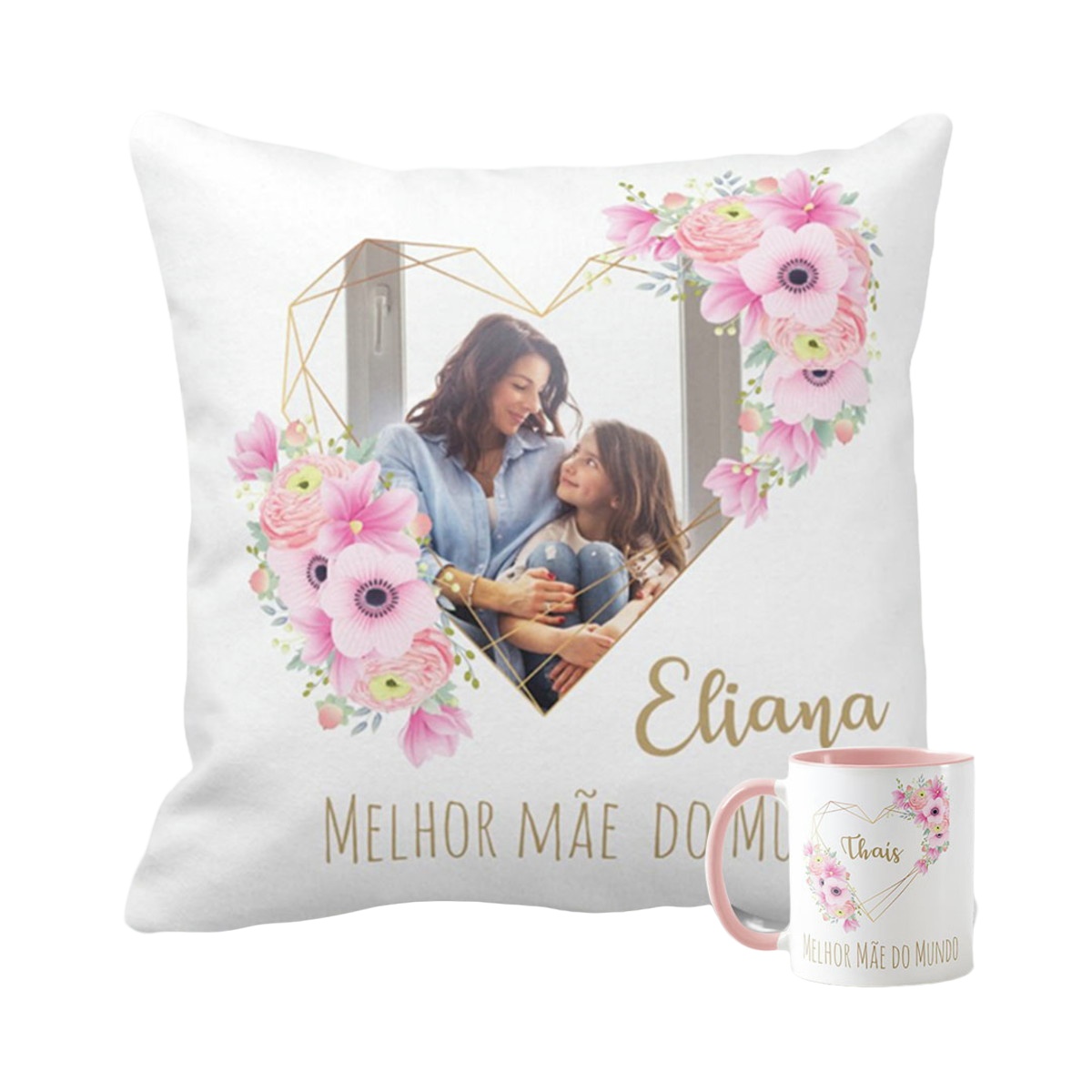 Kit Mãe Almofada e Caneca Personalizado com foto 