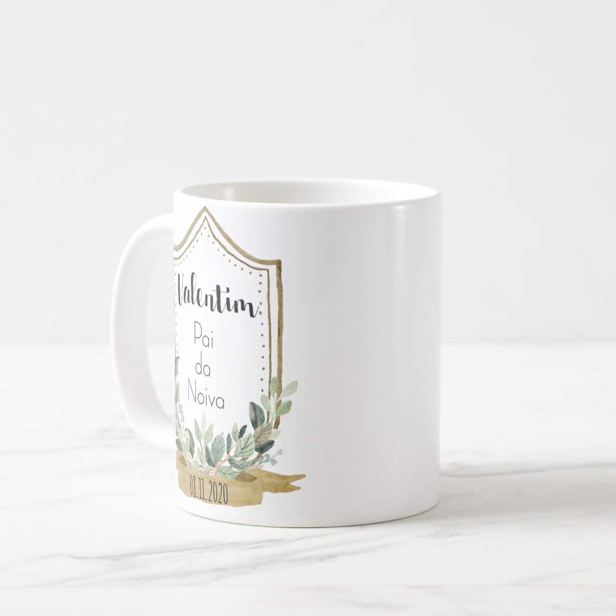 Caneca Personalizada Pai da Noiva Folhagem Botânico