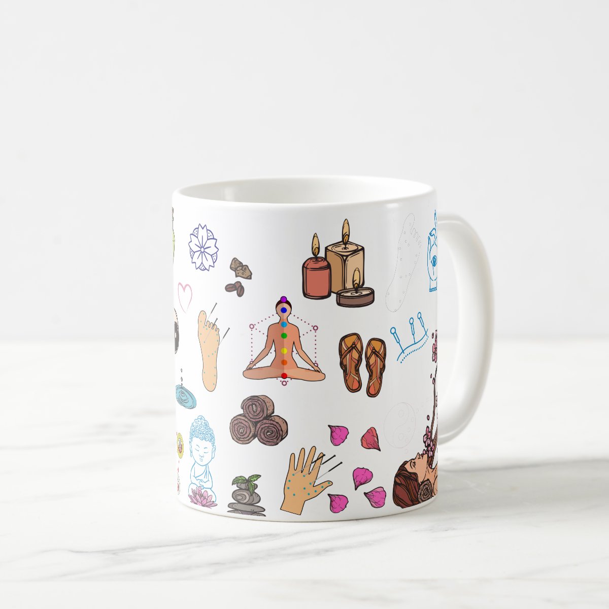 Caneca Personalizada Criativa de Acupuntura com Nome Branca