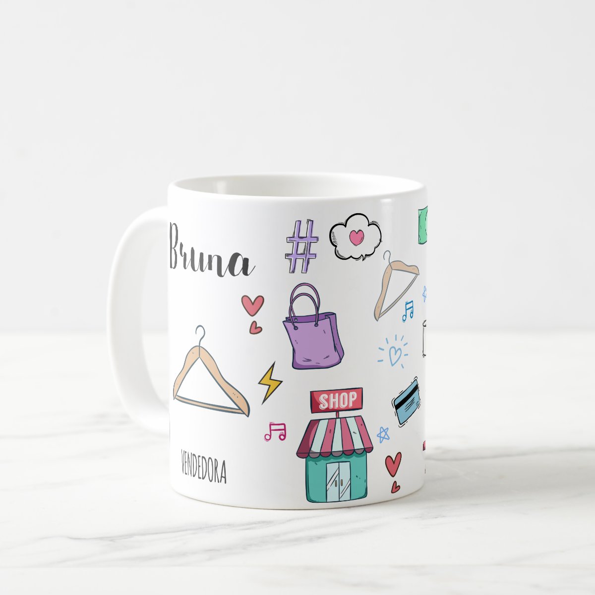 Caneca Personalizada Feminina Profissão Vendedora com Nome