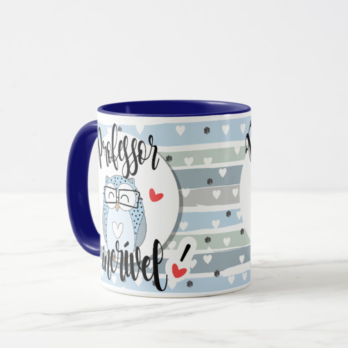 Caneca Presente Professor Incrível Azul-escuro Coruja