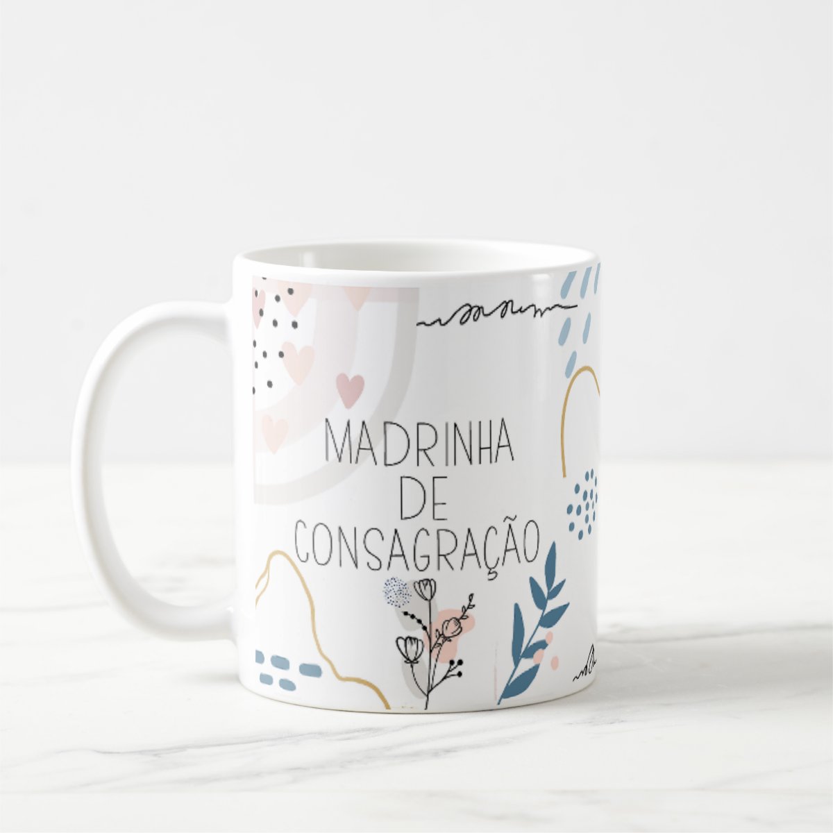 Canecas Cerâmica Madrinha Consagração Minimalista Delicada
