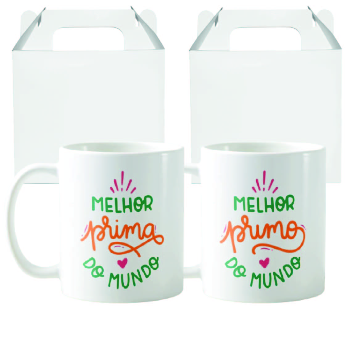Kit 2 Canecas Presente Especial para Melhor Primo e Prima - Família (Primo(a))