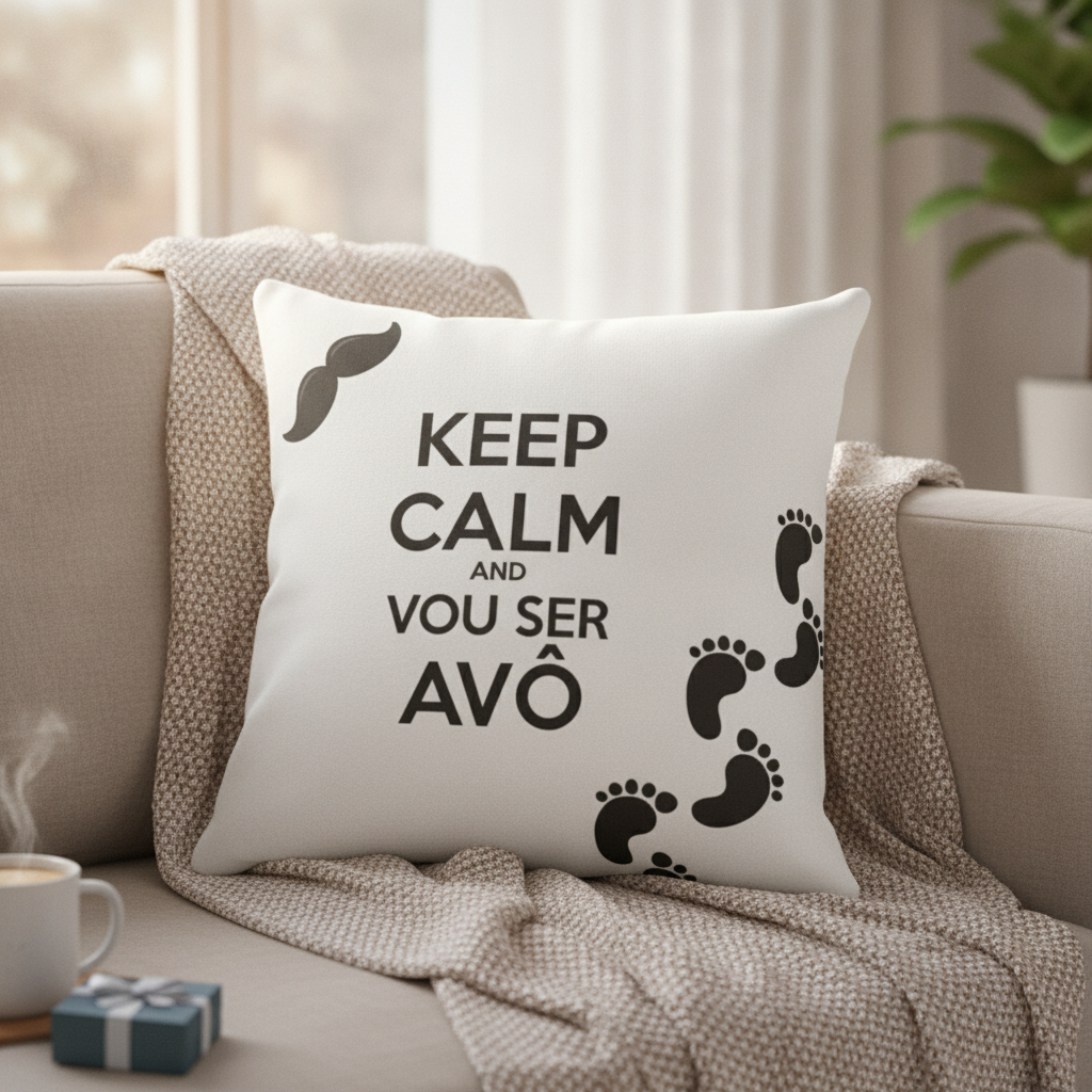 Almofada Criativa para Revelação de Gravidez Keep Calm Avô