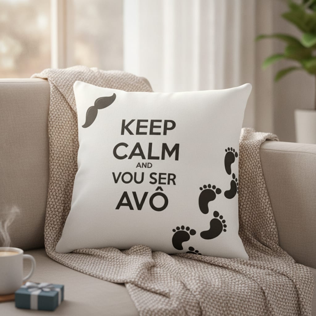 Almofada Criativa para Revelação de Gravidez Keep Calm Avô