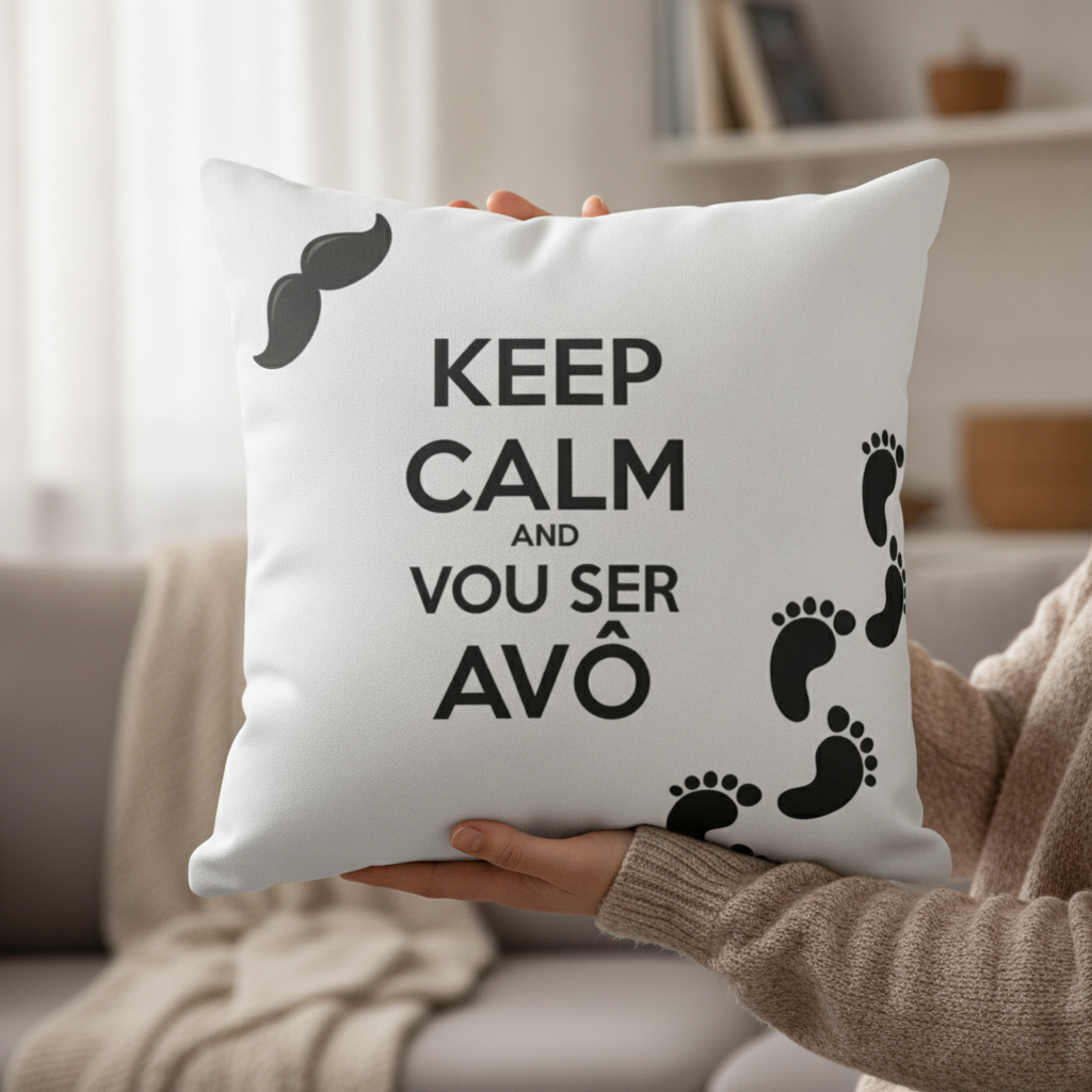 Almofada Criativa para Revelação de Gravidez Keep Calm Avô