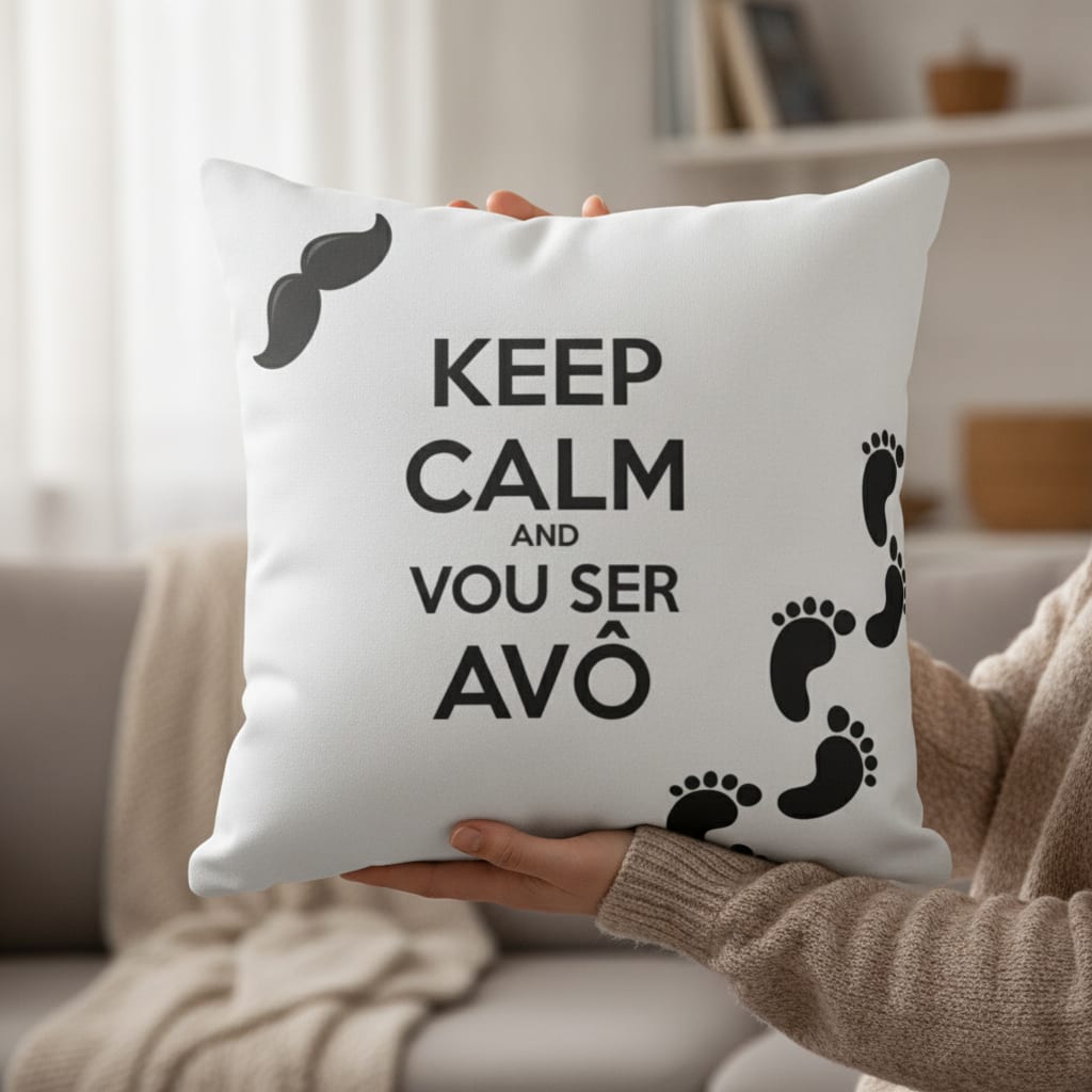Almofada Criativa para Revelação de Gravidez Keep Calm Avô