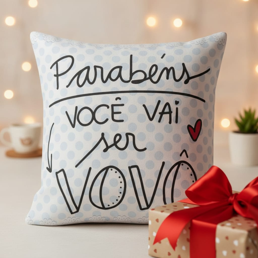 Almofada de Presente Anúncio Gravidez Você Vai Ser Vovô Avó
