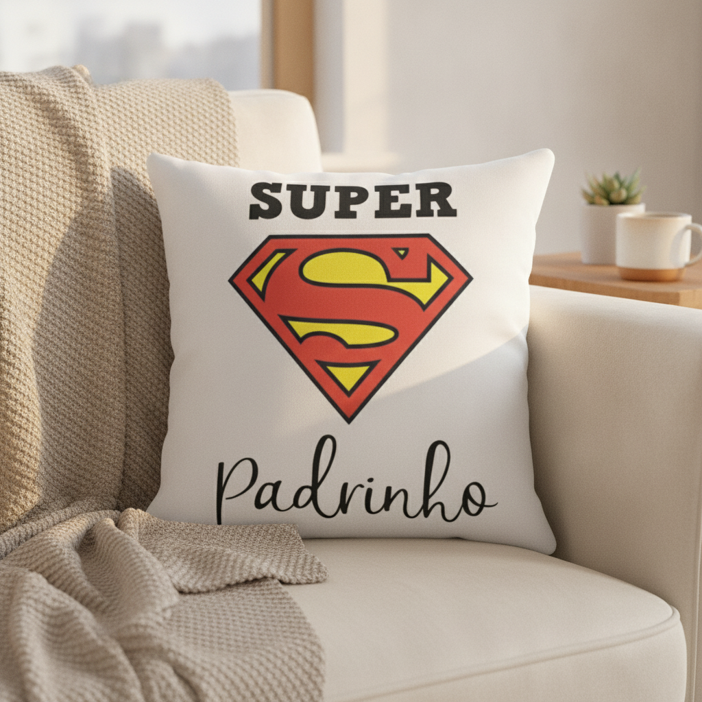 Almofada de Presente Criativo o Dindo e Super Padrinho