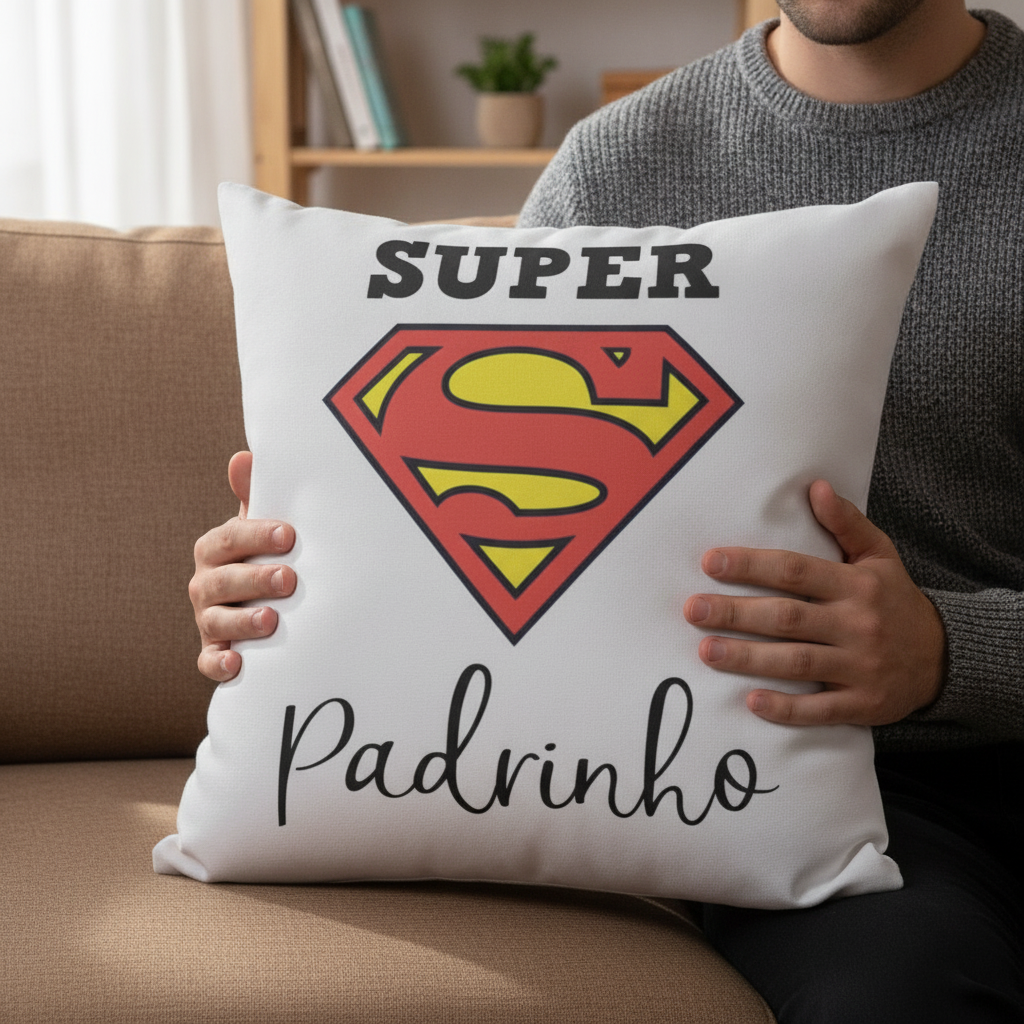 Almofada de Presente Criativo o Dindo e Super Padrinho