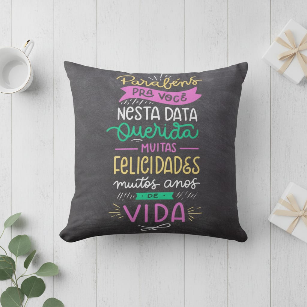 Almofada de Presente para Aniversariantes Parabéns para Você - Outros (Aniversário)