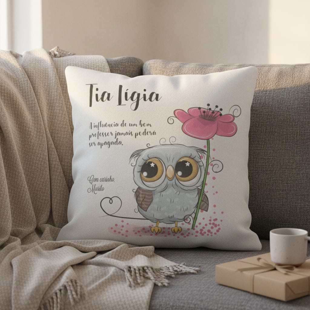 Almofada Decoração Personalizada Dia dos Professores Coruja