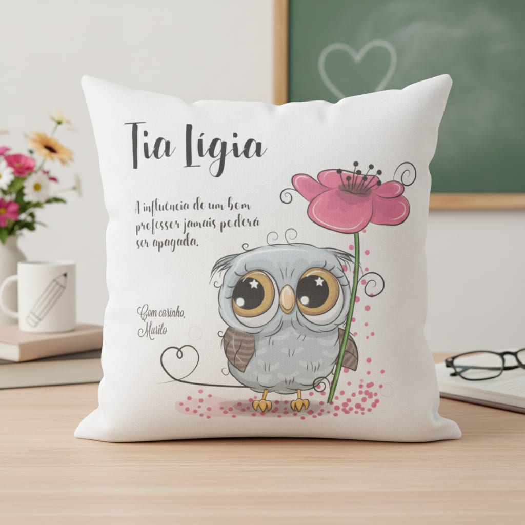 Almofada Decoração Personalizada Dia dos Professores Coruja - Dia dos Professores (Professor(a))