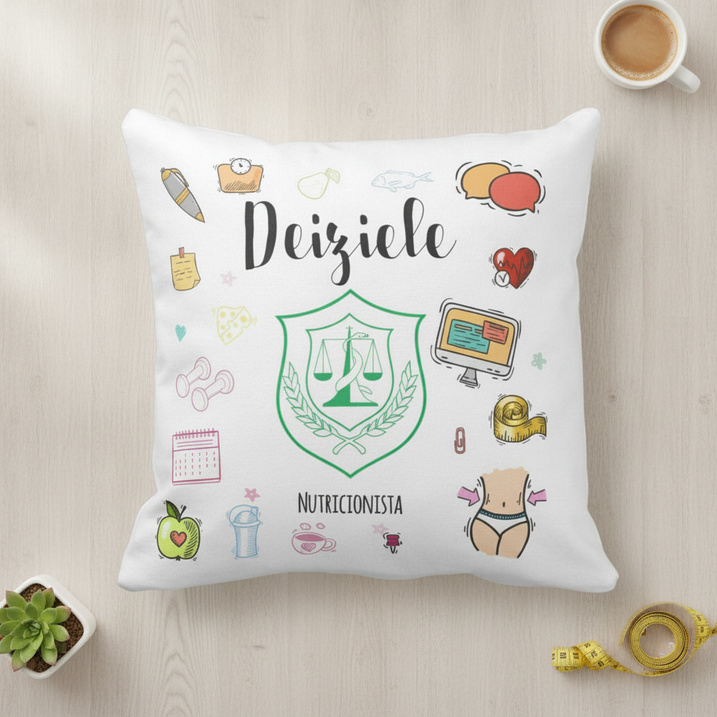 Almofada Decoração Personalizada Nutrição com Nome - Profissões (Nutricionista)