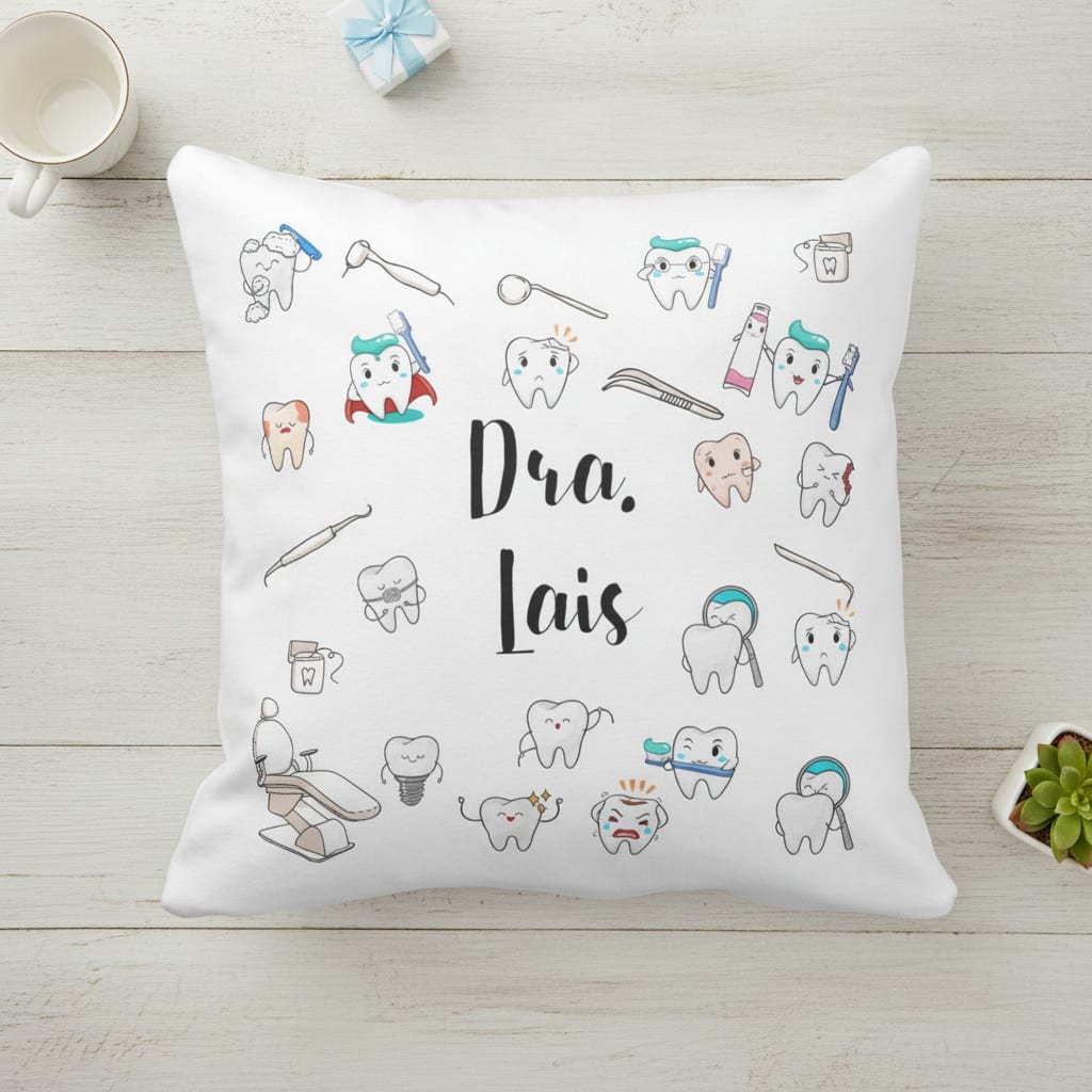 Almofada Decoração Personalizada Odontologia com Nome