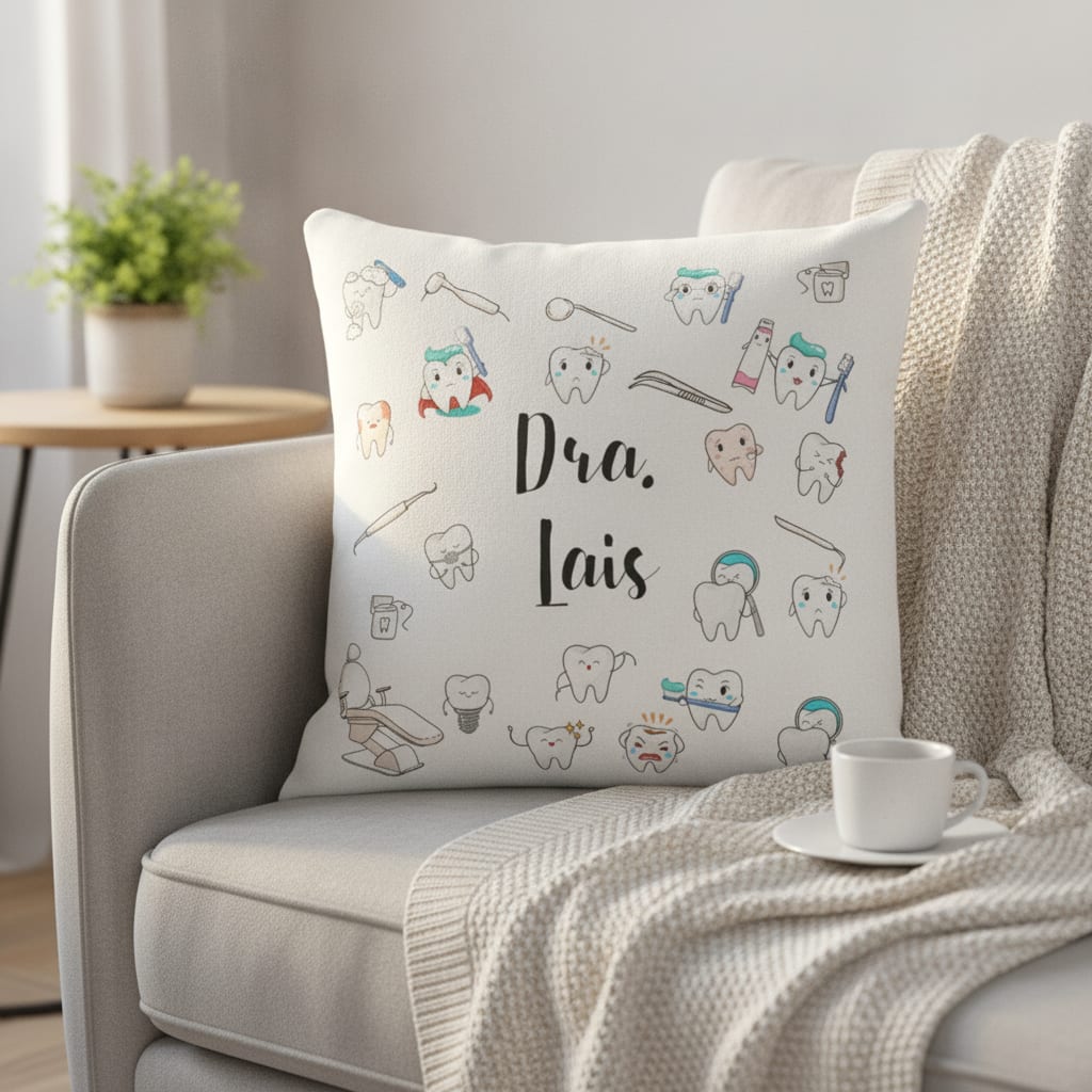Almofada Decoração Personalizada Odontologia com Nome