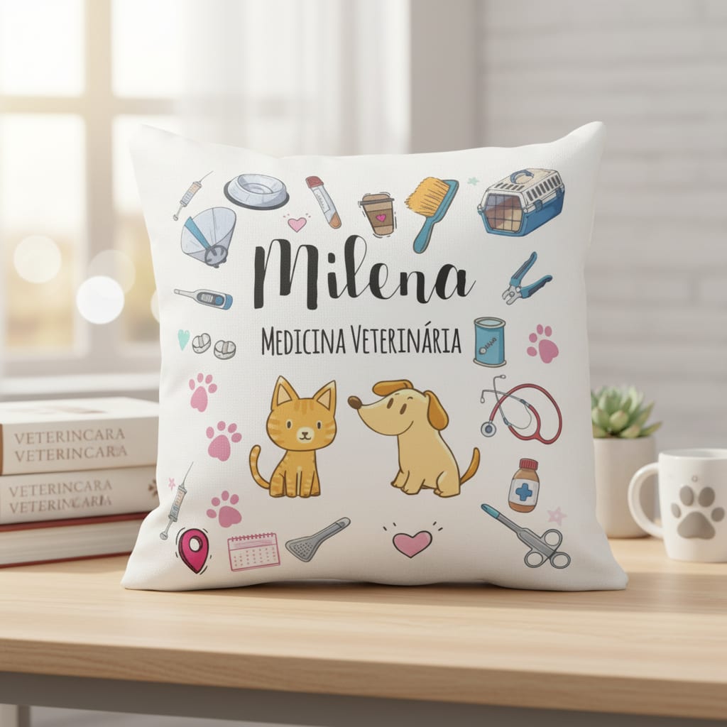 Almofada Decoração Presente Criativo com Nome Veterinária
