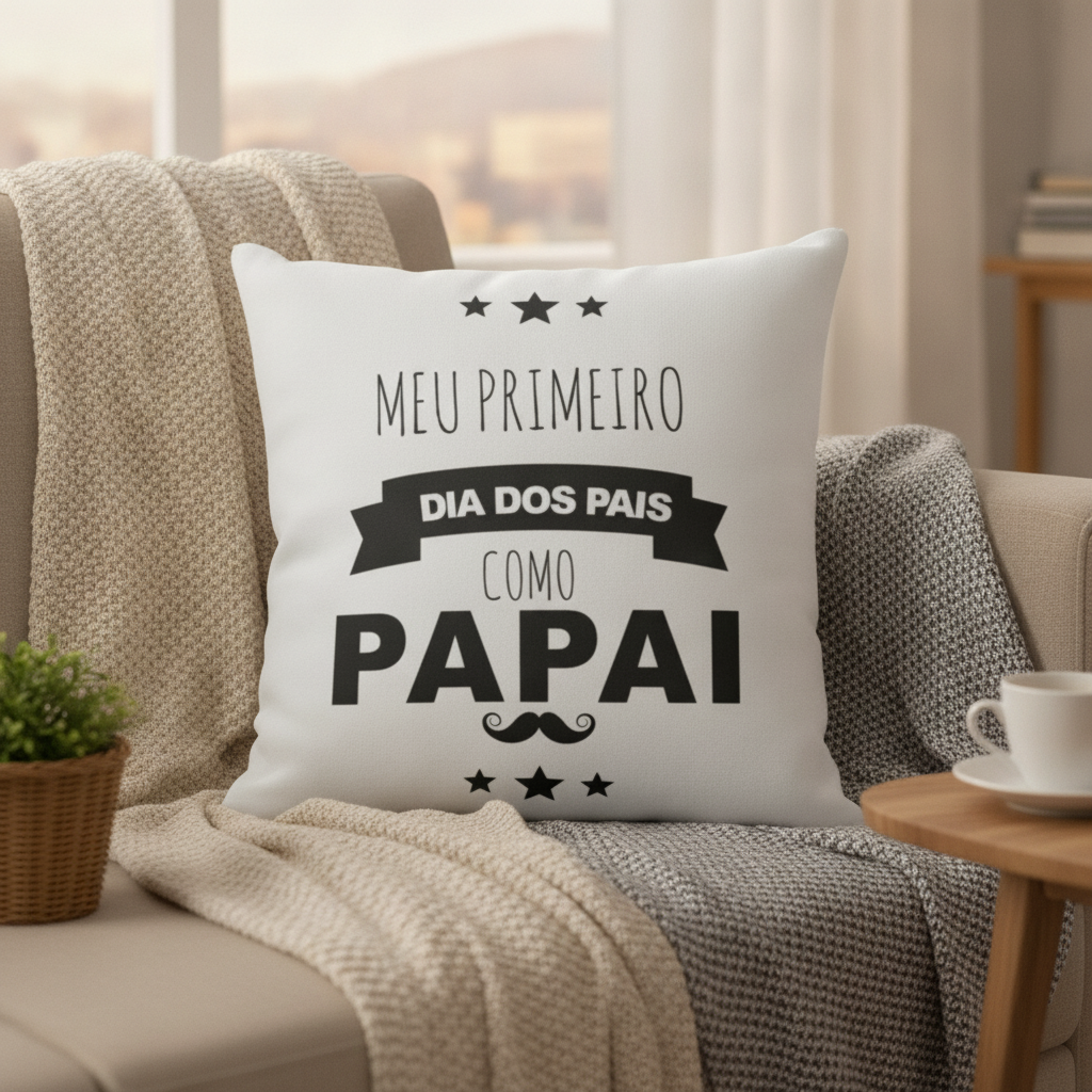 Almofada Decoração Presente Papai Meu Primeiro Dia dos Pais - Família (Pai)