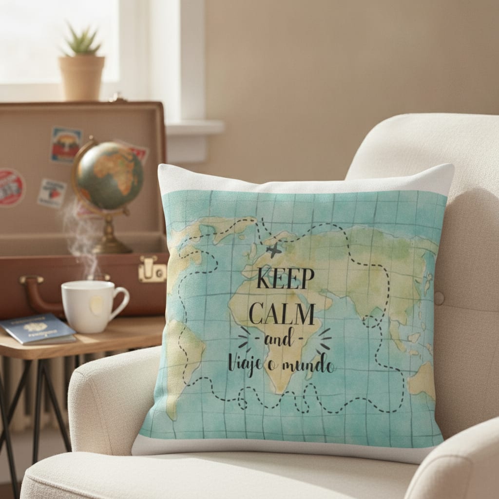 Almofada Decoração Turismo Presente Frase Viaje O Mundo - Hobbies (Viajante)