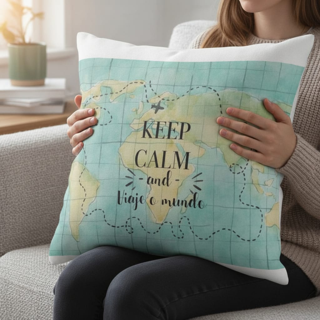 Almofada Decoração Turismo Presente Frase Viaje O Mundo