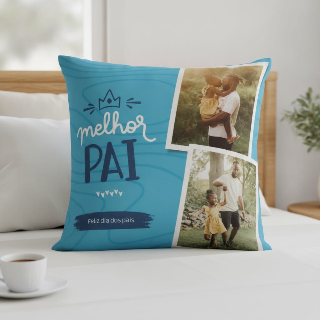 Almofada Decorativa Azul Presente Dia dos Pais Melhor Pai