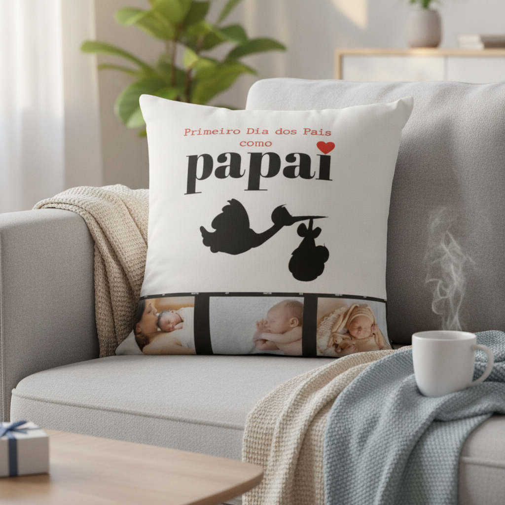 Almofada Decorativa Presente Dia dos Pais Papai com Foto - Família (Pai)