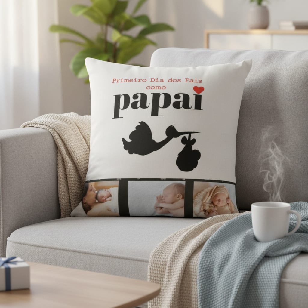 Almofada Decorativa Presente Dia dos Pais Papai com Foto - Família (Pai)
