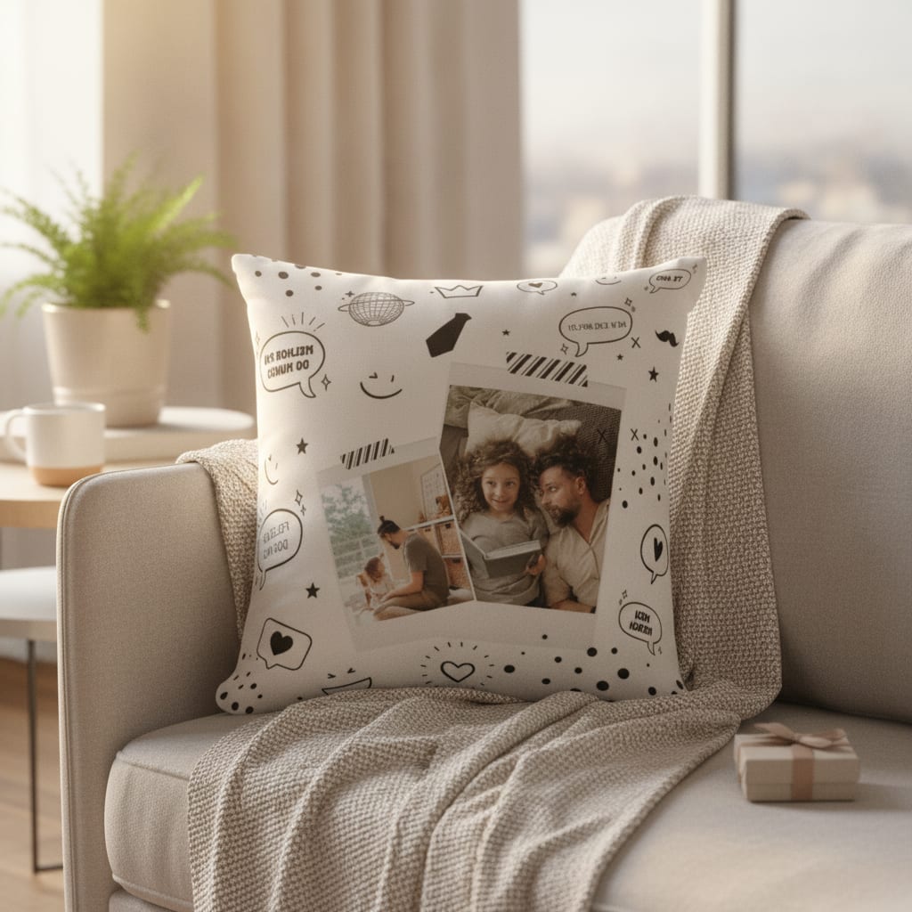 Almofada Decorativa Presente Especial Dia dos Pais com Foto