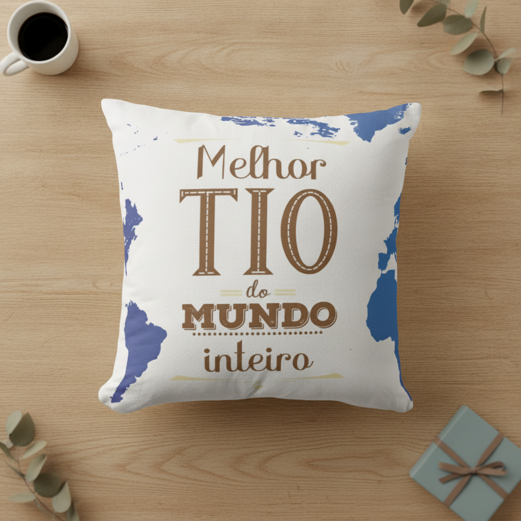 Almofada Decorativa Presente para Melhor Tio - Dia dos Pais - Família (Tio/Titio)