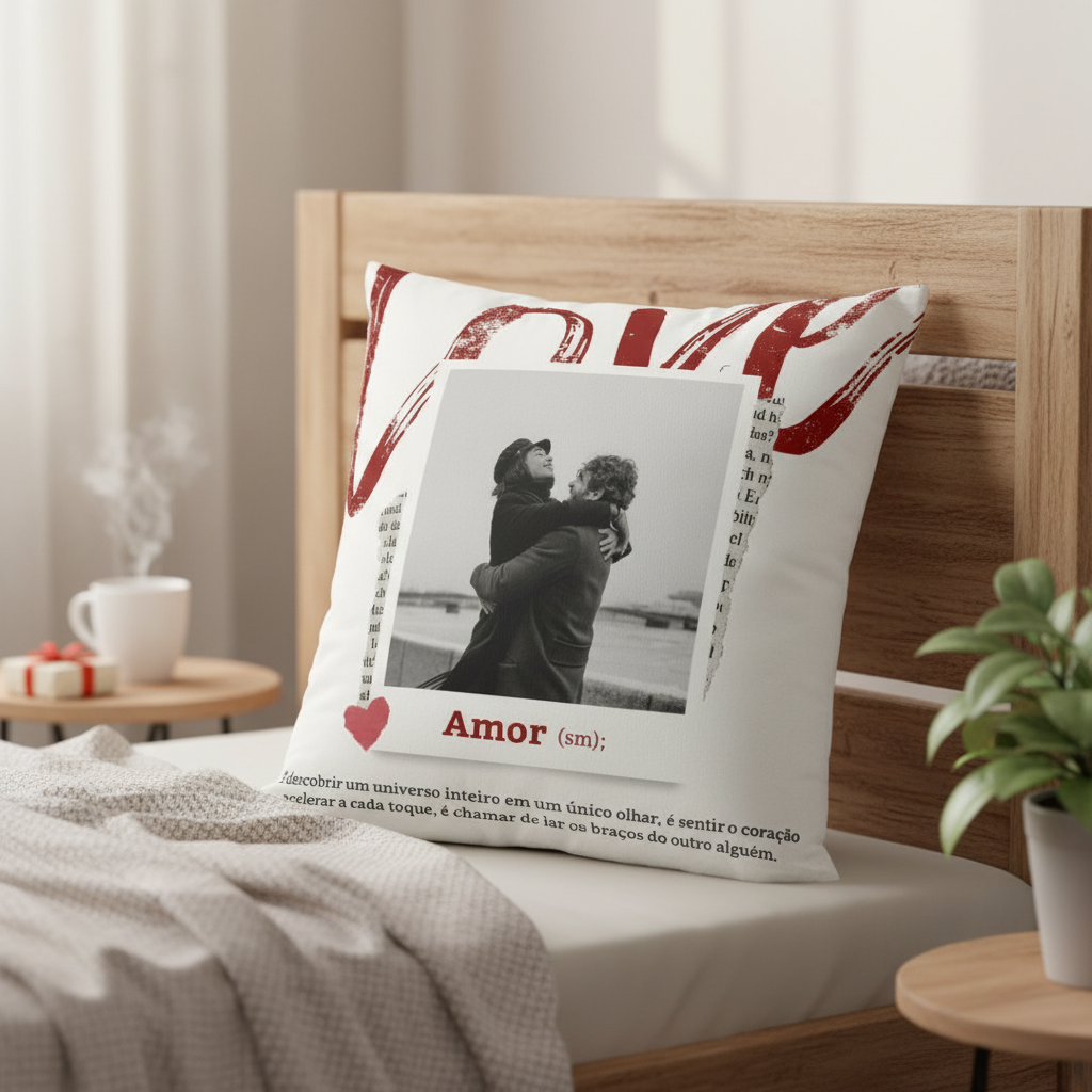 Almofada Decorativa Presente Significado do Amor com Foto - Família (Amor com Foto e Frase)