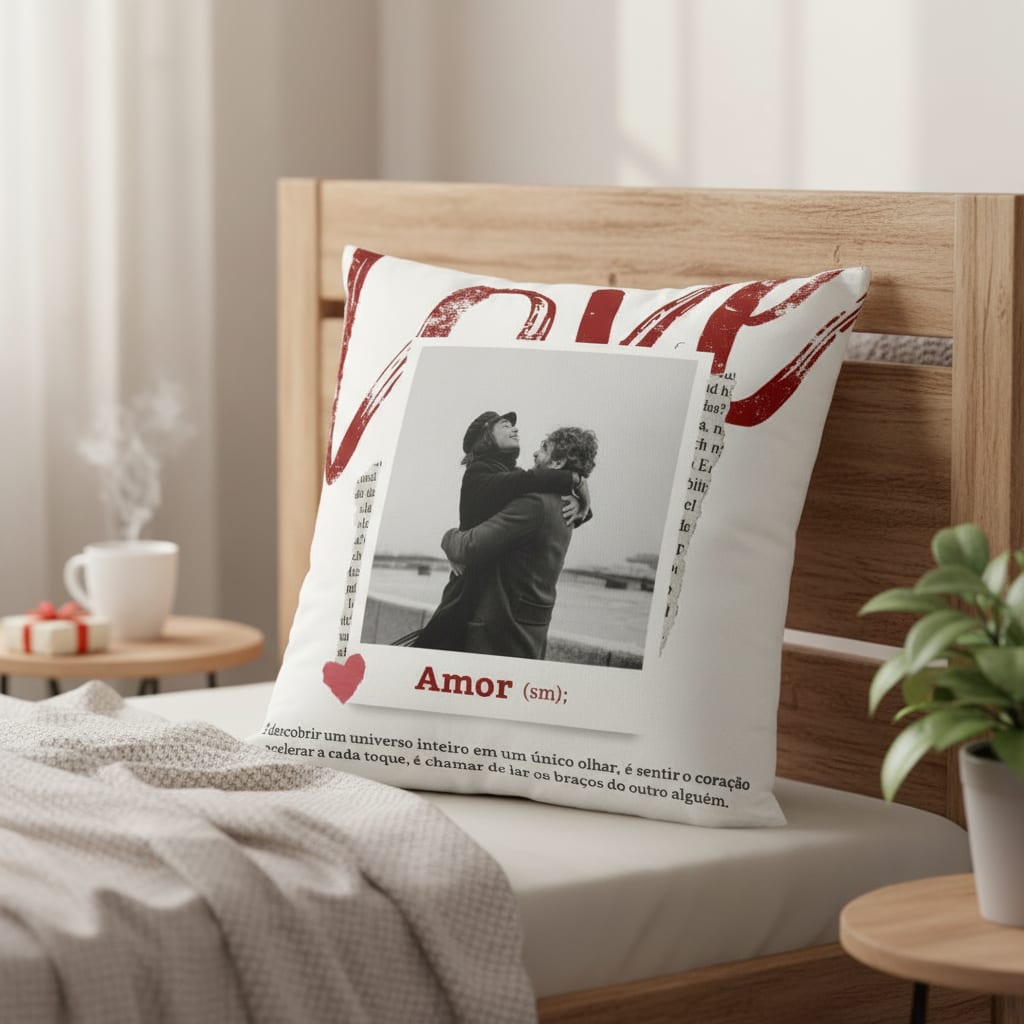 Almofada Decorativa Presente Significado do Amor com Foto - Família (Amor com Foto e Frase)