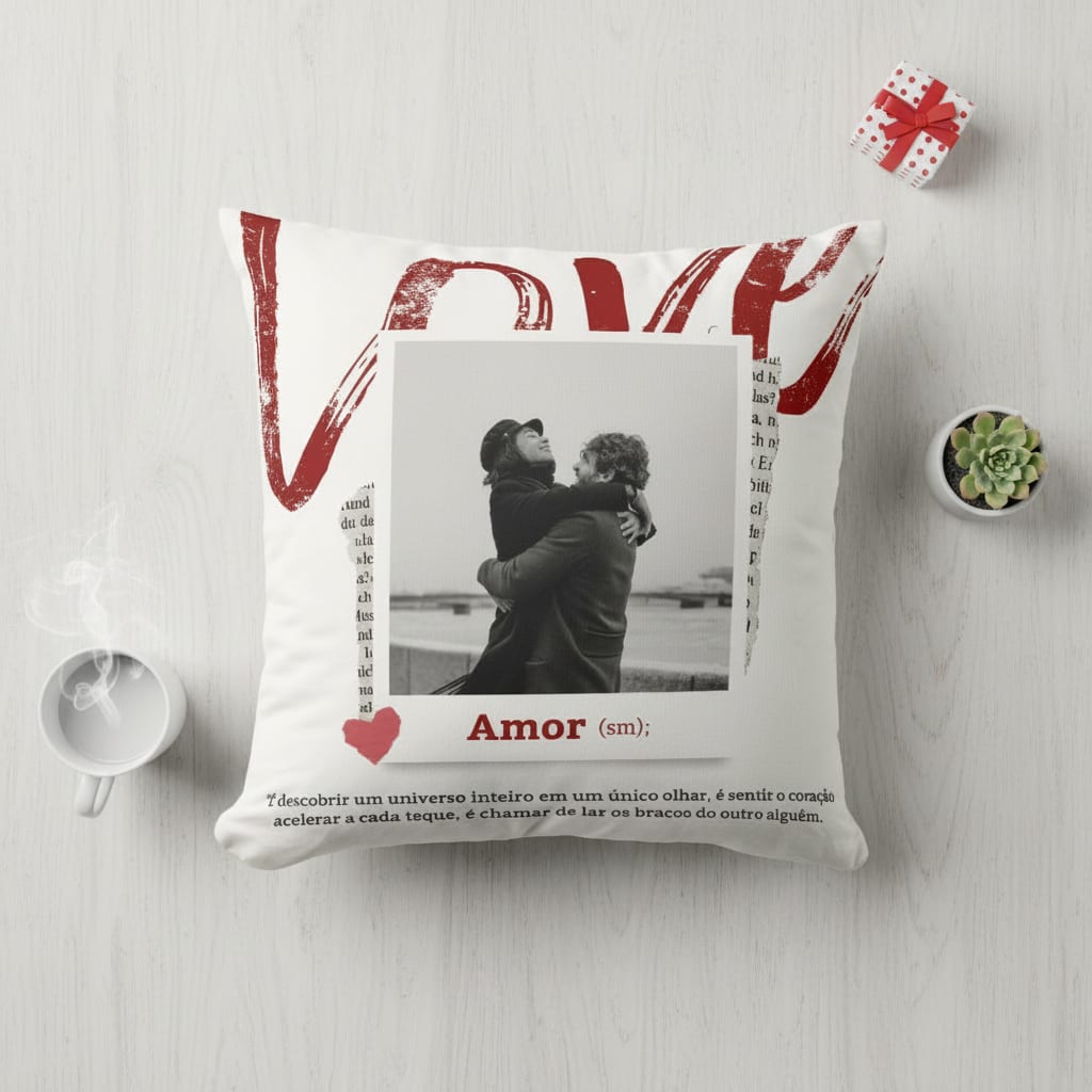 Almofada Decorativa Presente Significado do Amor com Foto