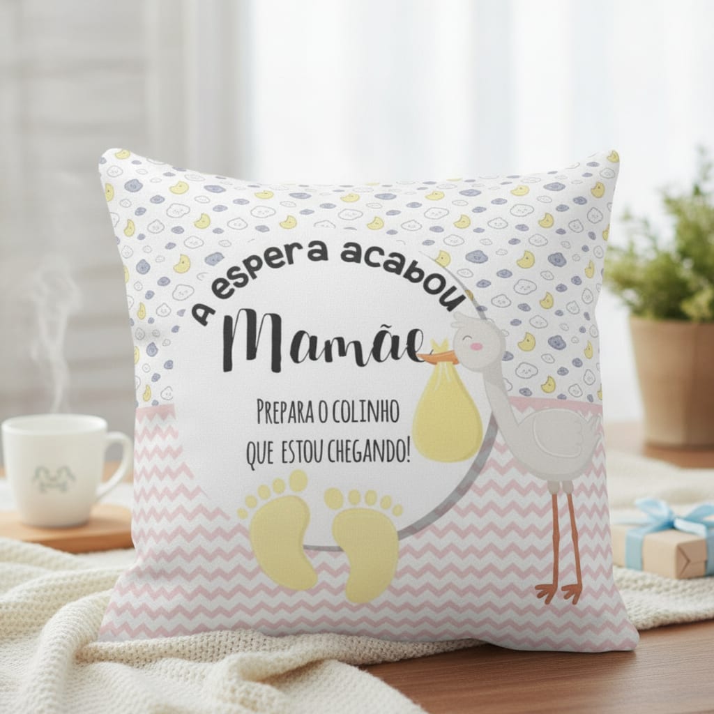 Almofada Decorativa Revelação Gravidez Mamãe - Anúncio de Gravidez (Mãe)