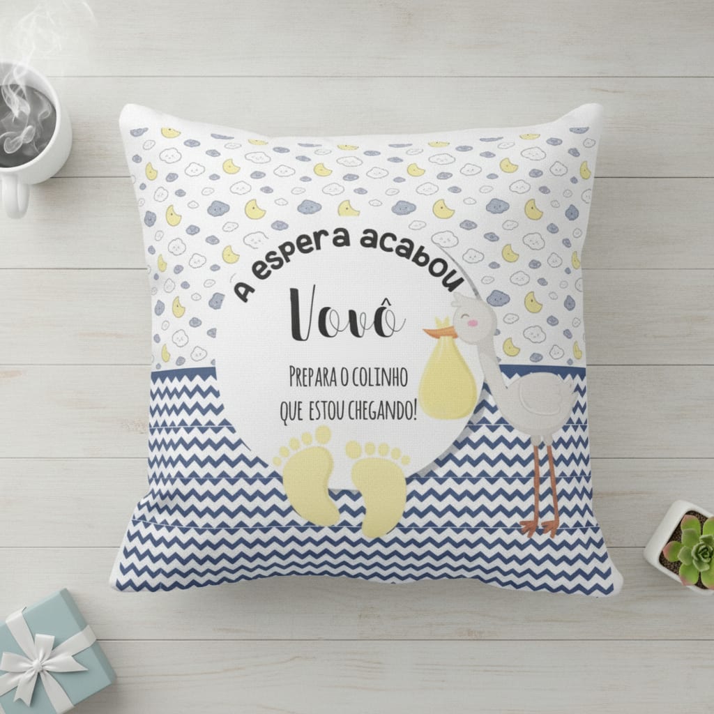 Almofada Decorativa Revelação Gravidez Vovô - Anúncio de Gravidez (Vovô)