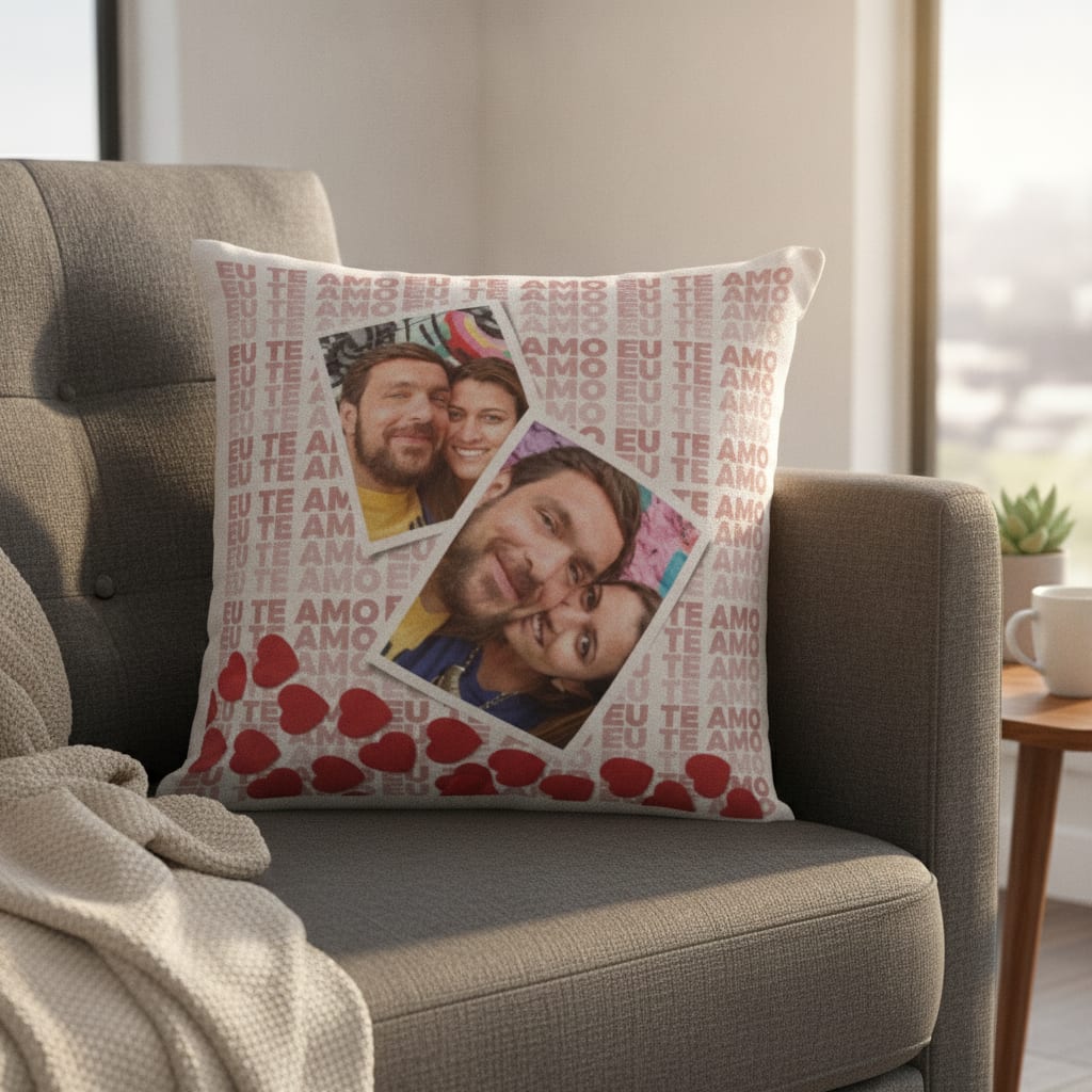 Almofada Decorativa Te Amo Presente para Casal Apaixonado - Família (Casal)