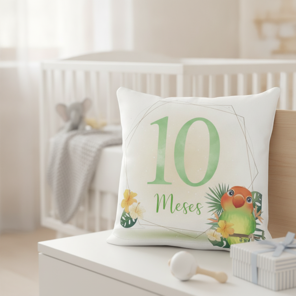 Almofada Mesversário Bebê Menina Infantil Mês 10 Safari Baby
