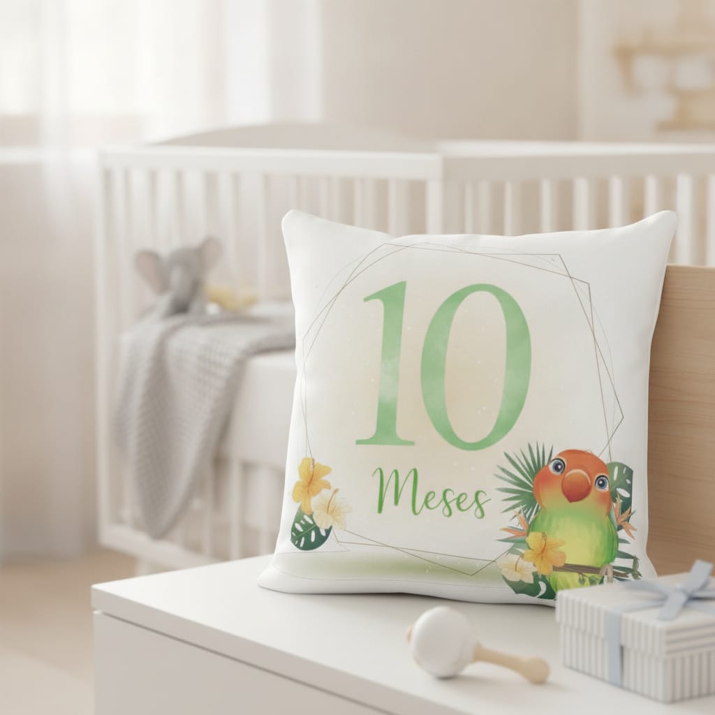 Almofada Mesversário Bebê Menina Infantil Mês 10 Safari Baby