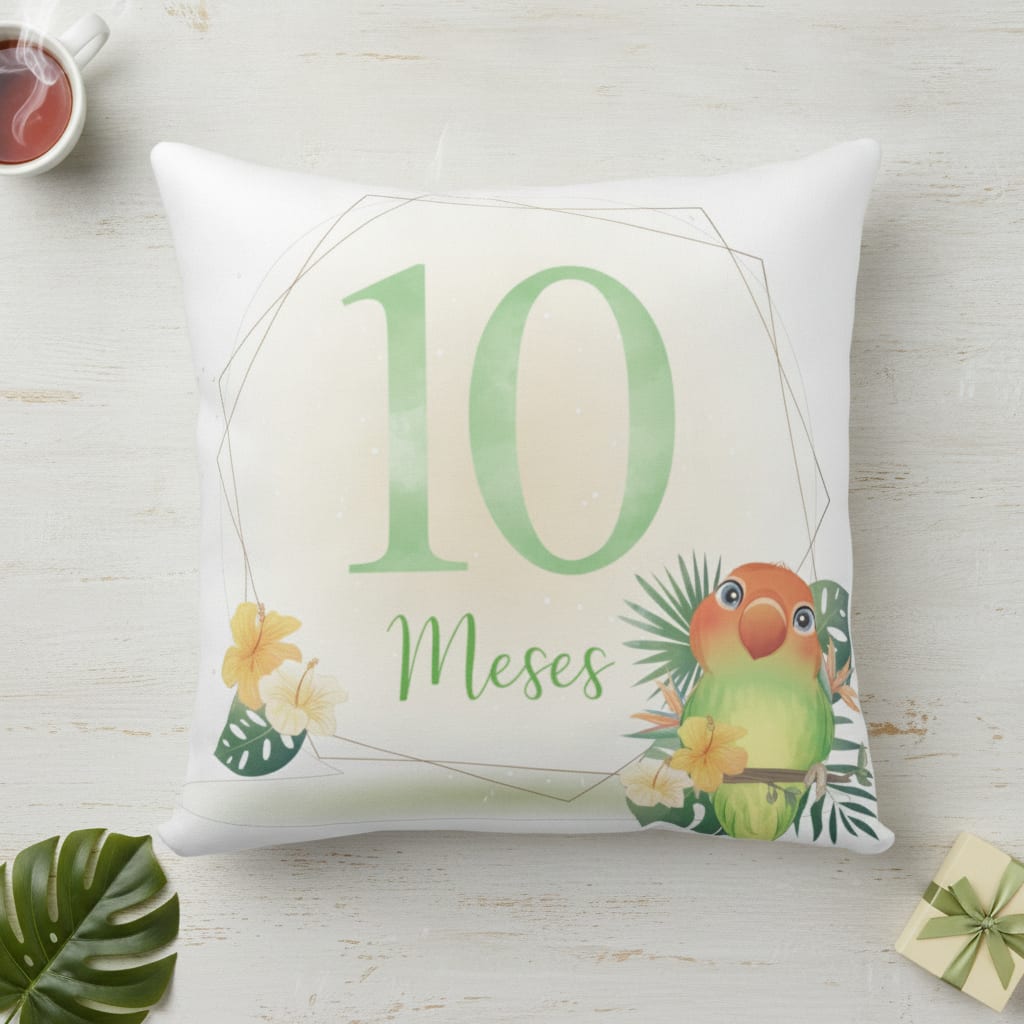 Almofada Mesversário Bebê Menina Infantil Mês 10 Safari Baby - Família (Bebê)