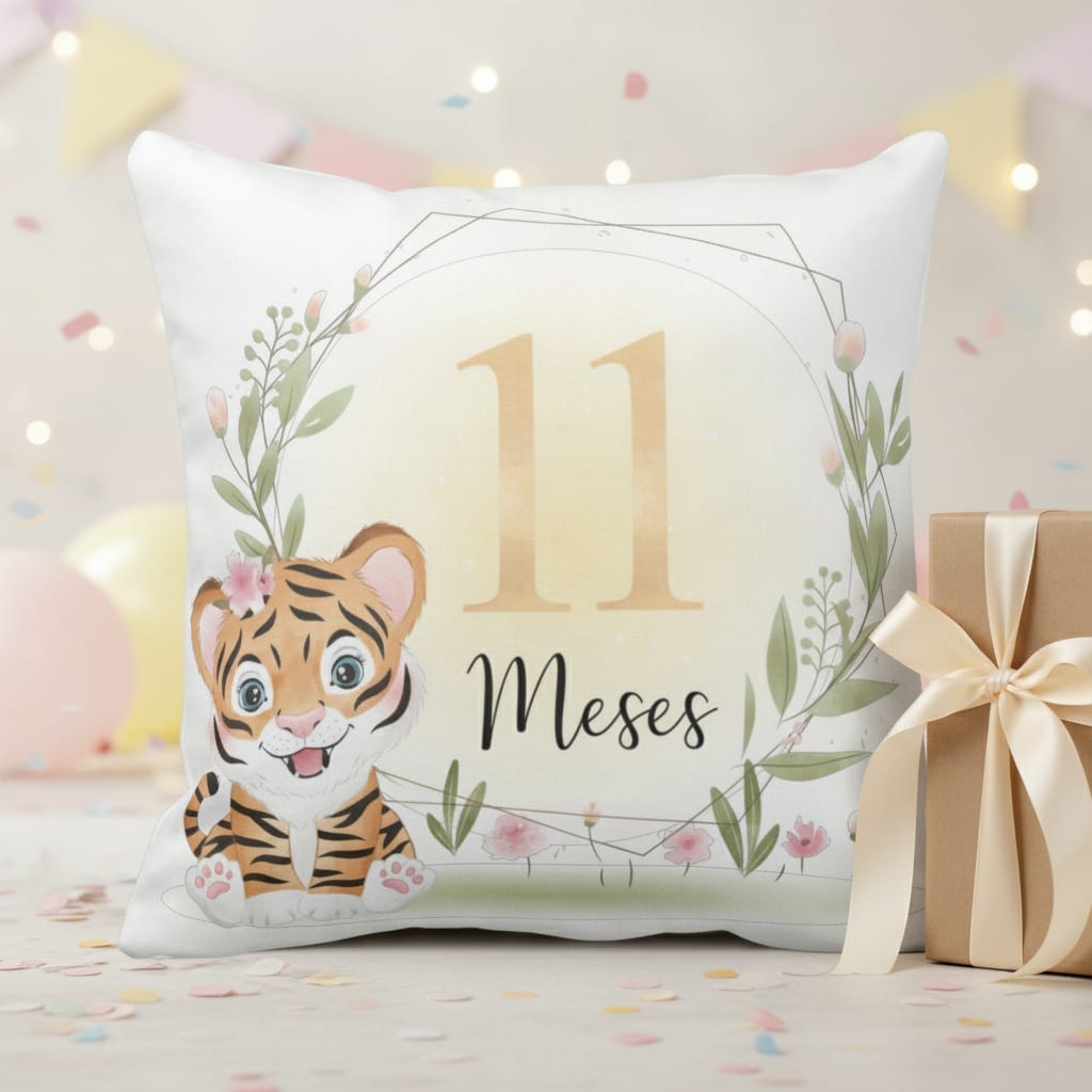 Almofada Mesversário Bebê Menina Infantil Mês 11 Safari Baby