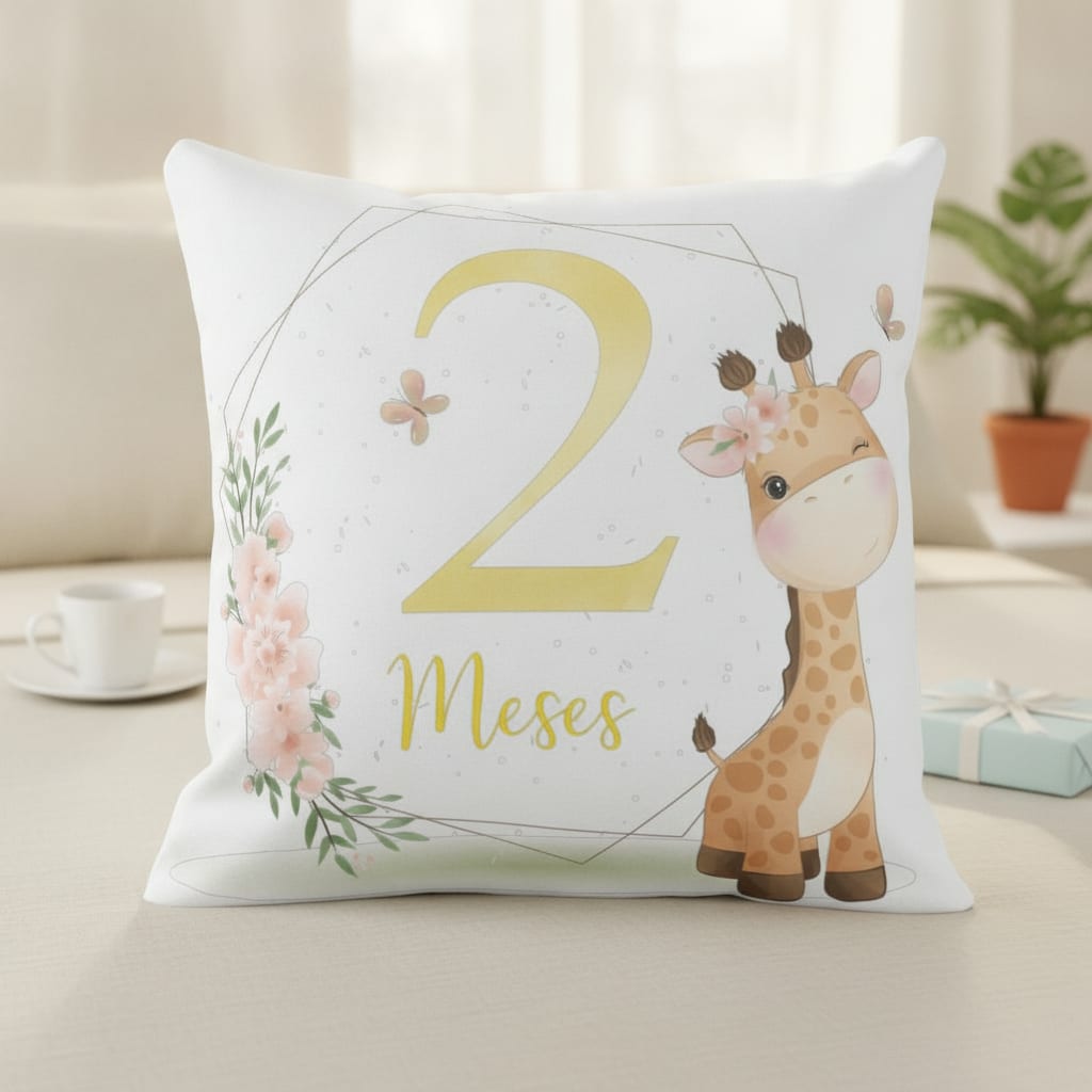 Almofada Mesversário Bebê Menina Infantil Mês 2 Safari Baby - Família (Bebê)
