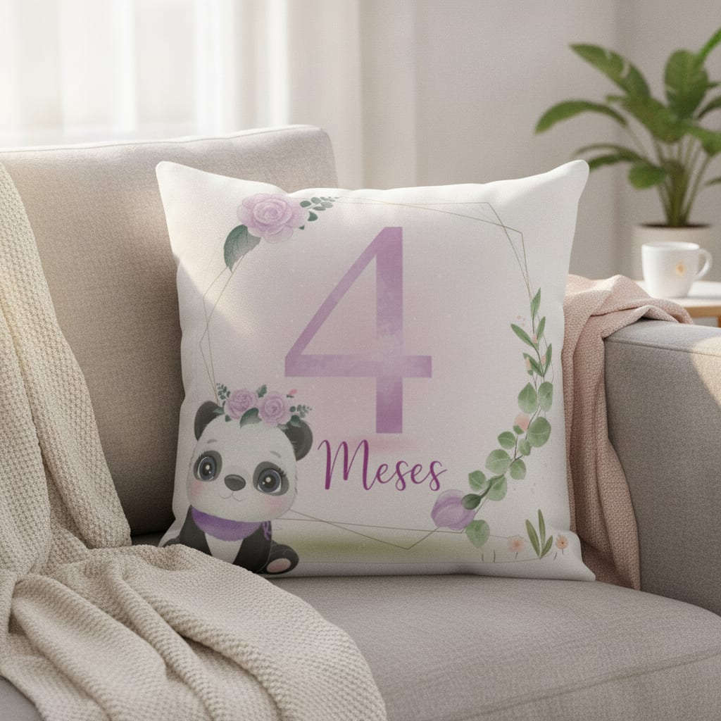 Almofada Mesversário Bebê Menina Infantil Mês 4 Safari Baby